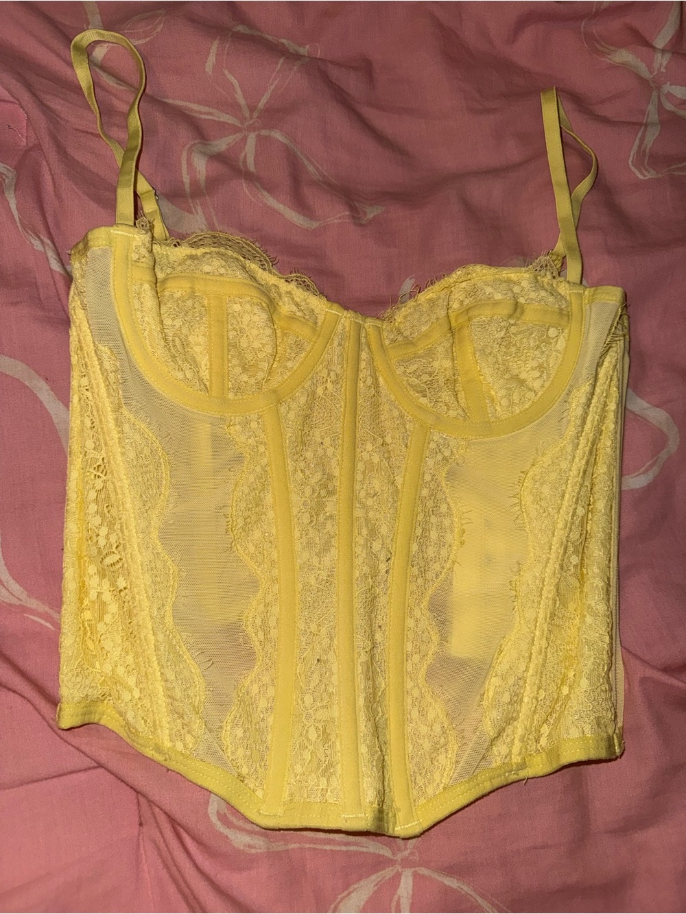 Urban Outfitters Yellow Lace Bustier Corset Top